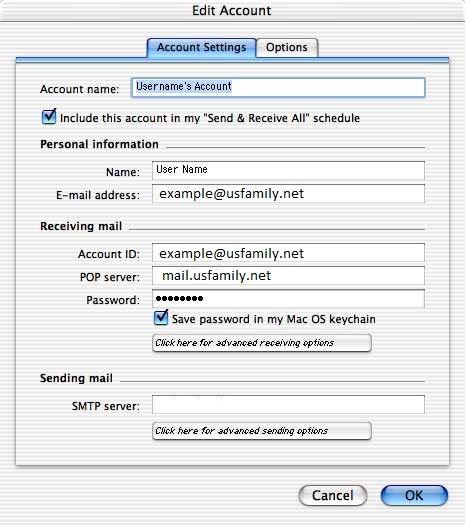 Edit Account Settings manually.